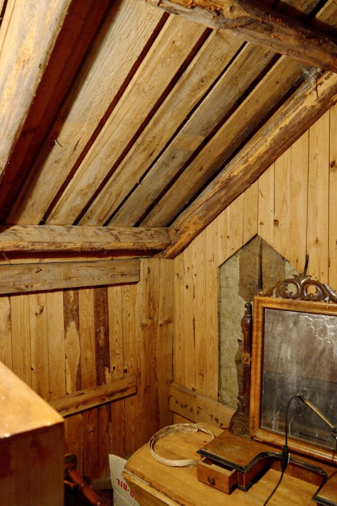Paniken sprider sig: Var är timmerstommen? Det är ju bara brädor och panel, var är själva "huset"? Var det en förvuxen koja jag höll på att köpa?